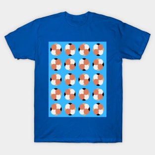 Vibrant Orange and Blue Retro Geometric Art T-Shirt